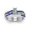 Load image into Gallery viewer, emerald-cut-simple-diamond-twisted-vine-bridal-ring-sets-with-blue-sapphire-in-14K-white-gold-FD8233EMGSABL-NL-WG