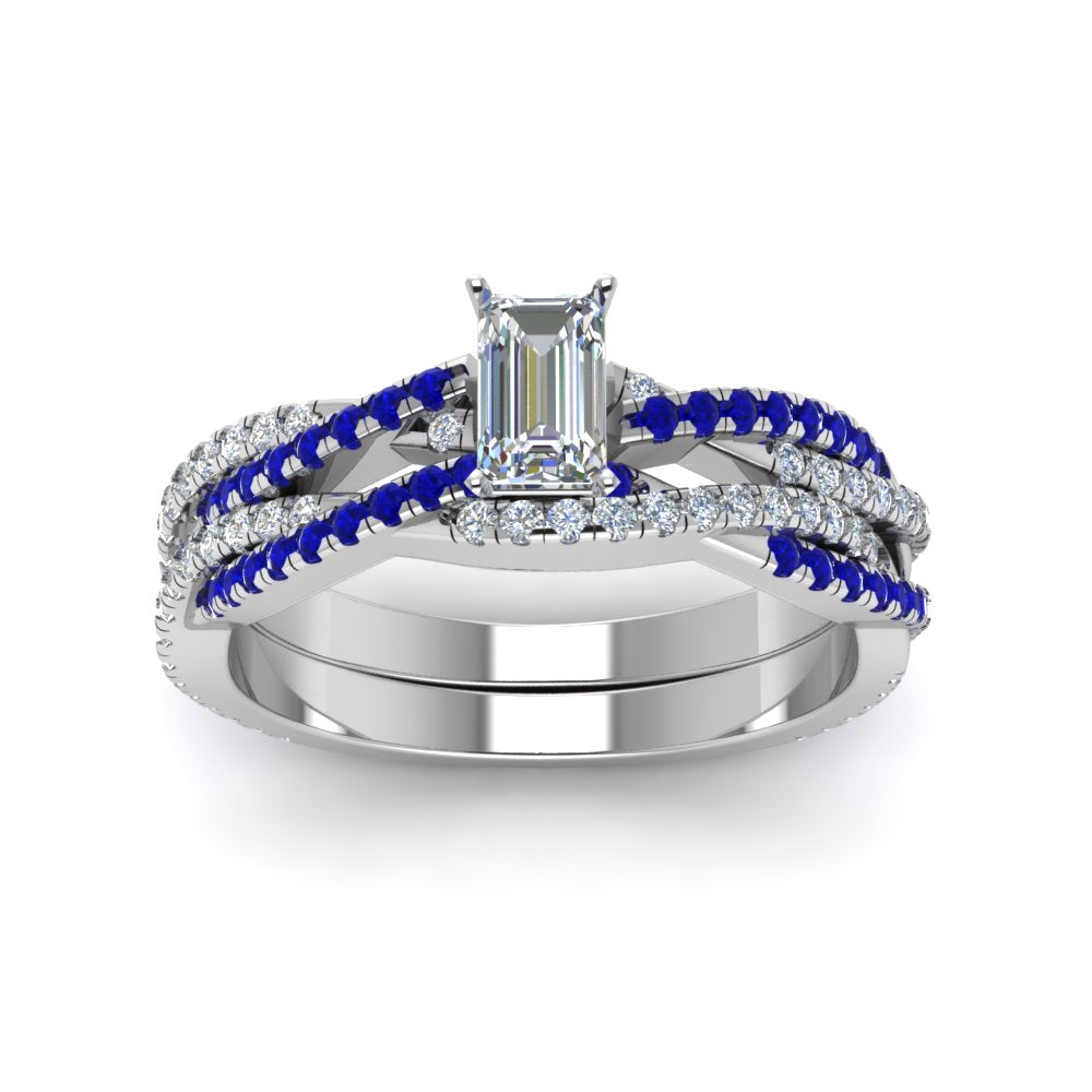 emerald-cut-simple-diamond-twisted-vine-bridal-ring-sets-with-blue-sapphire-in-14K-white-gold-FD8233EMGSABL-NL-WG