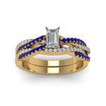 Load image into Gallery viewer, emerald-cut-simple-diamond-twisted-vine-bridal-ring-sets-with-blue-sapphire-in-14K-yellow-gold-FD8233EMGSABL-NL-YG

