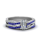 Load image into Gallery viewer, emerald-cut-simple-diamond-twisted-vine-bridal-ring-sets-with-blue-sapphire-in-950-Platinum-FD8233EMGSABL-NL-WG
