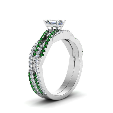 emerald-cut-simple-diamond-twisted-vine-bridal-ring-sets-with-emerald-in-14K-white-gold-FD8233EMGEMGR-NL-WG
