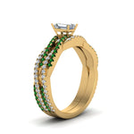 Load image into Gallery viewer, emerald-cut-simple-diamond-twisted-vine-bridal-ring-sets-with-emerald-in-14K-yellow-gold-FD8233EMGEMGR-NL-YG
