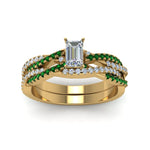 Load image into Gallery viewer, emerald-cut-simple-diamond-twisted-vine-bridal-ring-sets-with-emerald-in-14K-yellow-gold-FD8233EMGEMGR-NL-YG
