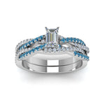 Load image into Gallery viewer, emerald-cut-simple-diamond-twisted-vine-bridal-ring-sets-with-ice-blue-topaz-in-14K-white-gold-FD8233EMGICBLTO-NL-WG
