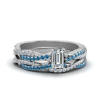 Load image into Gallery viewer, emerald-cut-simple-diamond-twisted-vine-bridal-ring-sets-with-ice-blue-topaz-in-950-Platinum-FD8233EMGICBLTO-NL-WG

