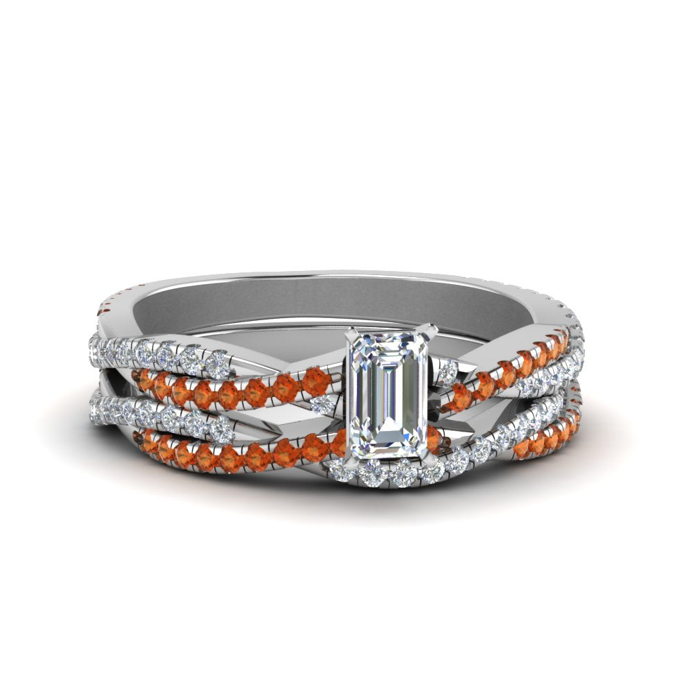 emerald-cut-simple-diamond-twisted-vine-bridal-ring-sets-with-orange-sapphire-in-950-Platinum-FD8233EMGSAOR-NL-WG