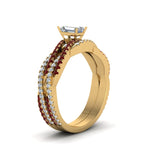 Load image into Gallery viewer, emerald-cut-simple-diamond-twisted-vine-bridal-ring-sets-with-ruby-in-14K-yellow-gold-FD8233EMGRUDR-NL-YG
