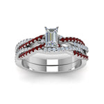 Load image into Gallery viewer, emerald-cut-simple-diamond-twisted-vine-bridal-ring-sets-with-ruby-in-950-Platinum-FD8233EMGRUDR-NL-WG
