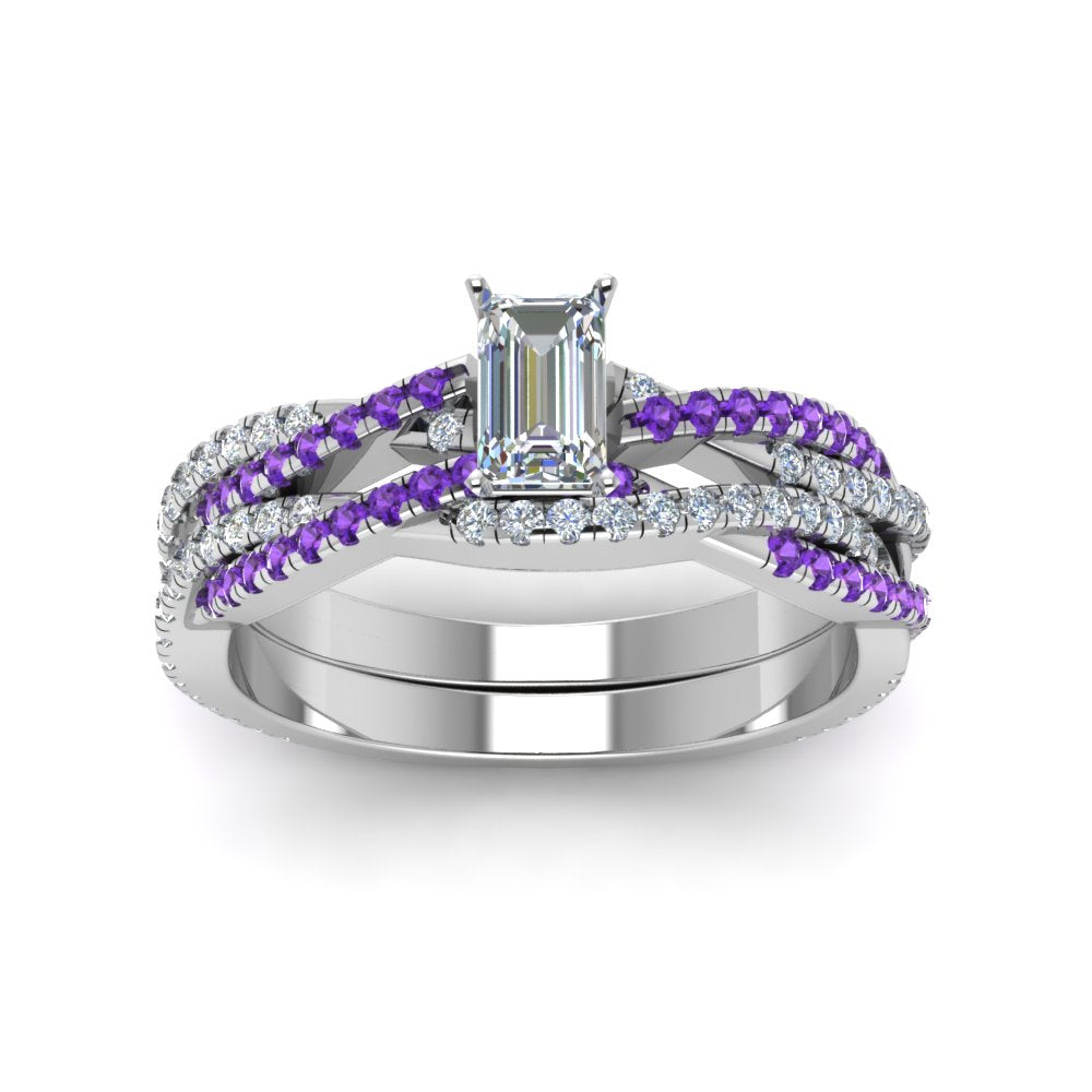 emerald-cut-simple-diamond-twisted-vine-bridal-ring-sets-with-violac-topaz-in-950-Platinum-FD8233EMGVITO-NL-WG