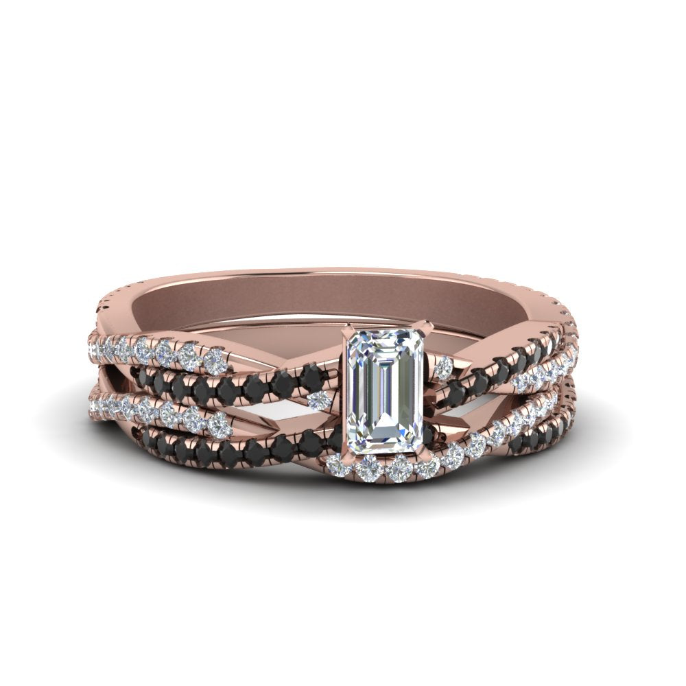emerald-cut-simple-twisted-vine-bridal-ring-sets-with-black-diamond-in-14K-rose-gold-FD8233EMGBLACK-NL-RG