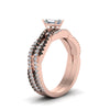 Load image into Gallery viewer, emerald-cut-simple-twisted-vine-bridal-ring-sets-with-black-diamond-in-14K-rose-gold-FD8233EMGBLACK-NL-RG