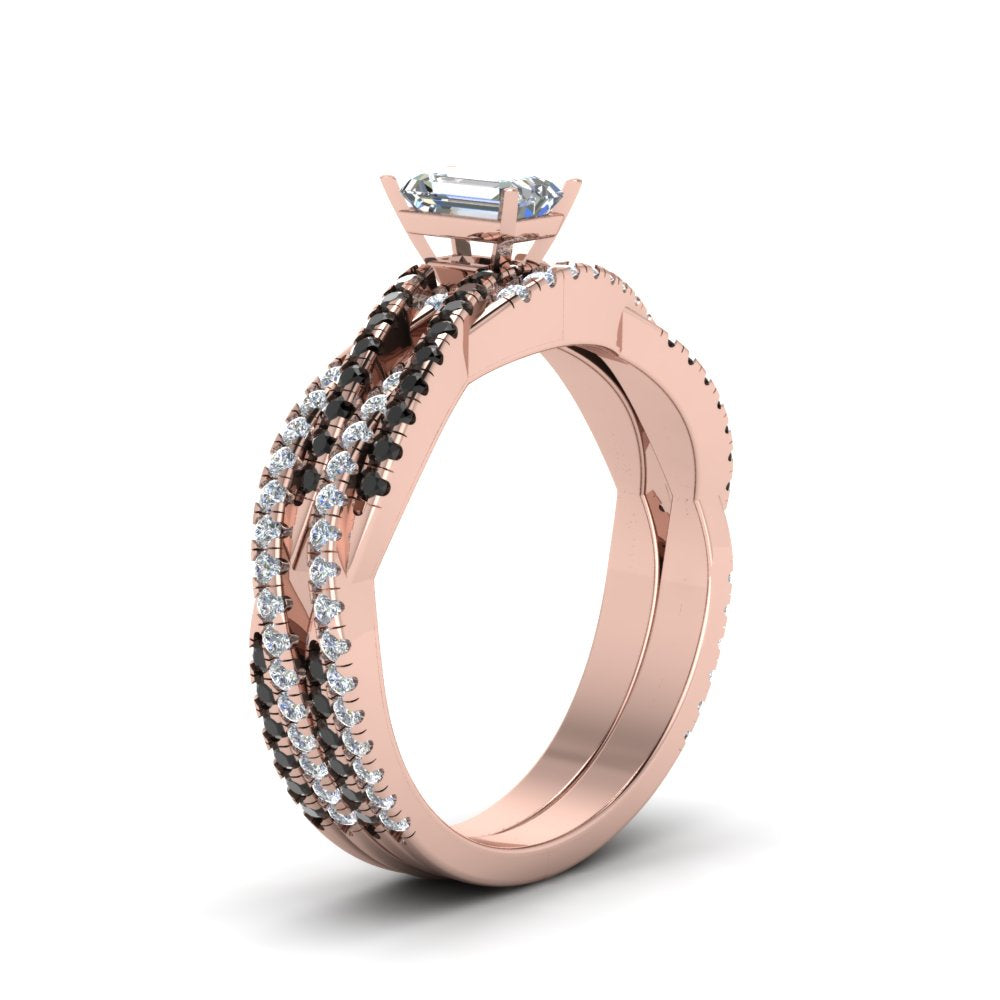 emerald-cut-simple-twisted-vine-bridal-ring-sets-with-black-diamond-in-14K-rose-gold-FD8233EMGBLACK-NL-RG