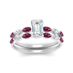 Load image into Gallery viewer, emerald-cut-single-prong-marquise-pink-sapphire-engagement-ring-and-band-in-FD9939EMGSADRPI-NL-WG
