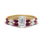Load image into Gallery viewer, emerald-cut-single-prong-marquise-pink-sapphire-engagement-ring-and-band-in-FD9939EMGSADRPI-NL-YG
