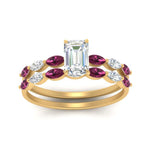 Load image into Gallery viewer, emerald-cut-single-prong-marquise-pink-sapphire-engagement-ring-and-band-in-FD9939EMGSADRPI-NL-YG
