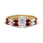 Load image into Gallery viewer, emerald-cut-single-prong-marquise-ruby-engagement-ring-and-band-in-FD9939EMGRUDR-NL-YG
