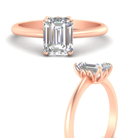 Cathedral Emerald Cut Solitaire Ring