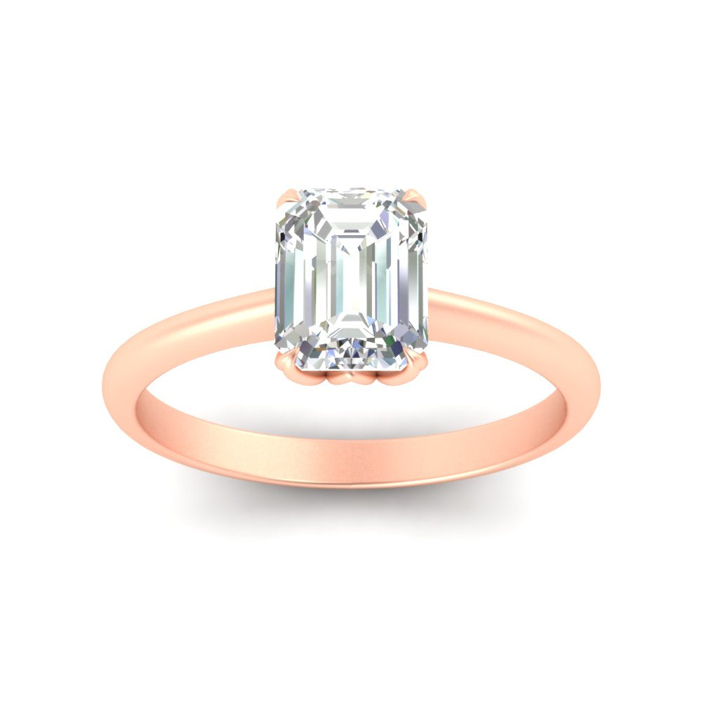 Cathedral Emerald Cut Solitaire Ring