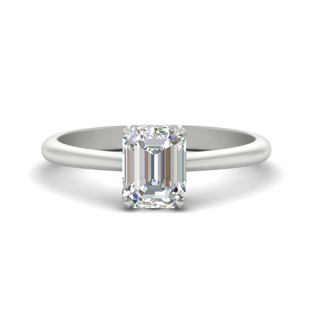 Cathedral Emerald Cut Solitaire Ring