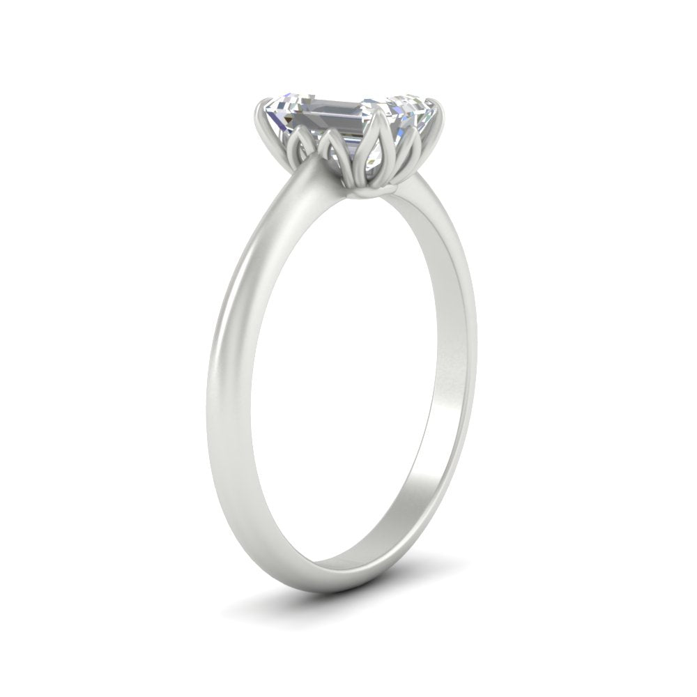 Cathedral Emerald Cut Solitaire Ring