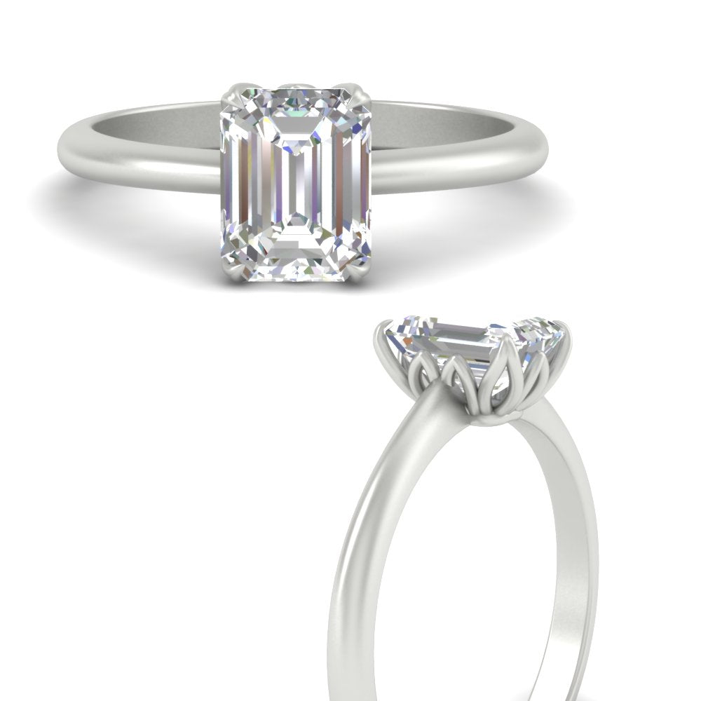 Cathedral Emerald Cut Solitaire Ring
