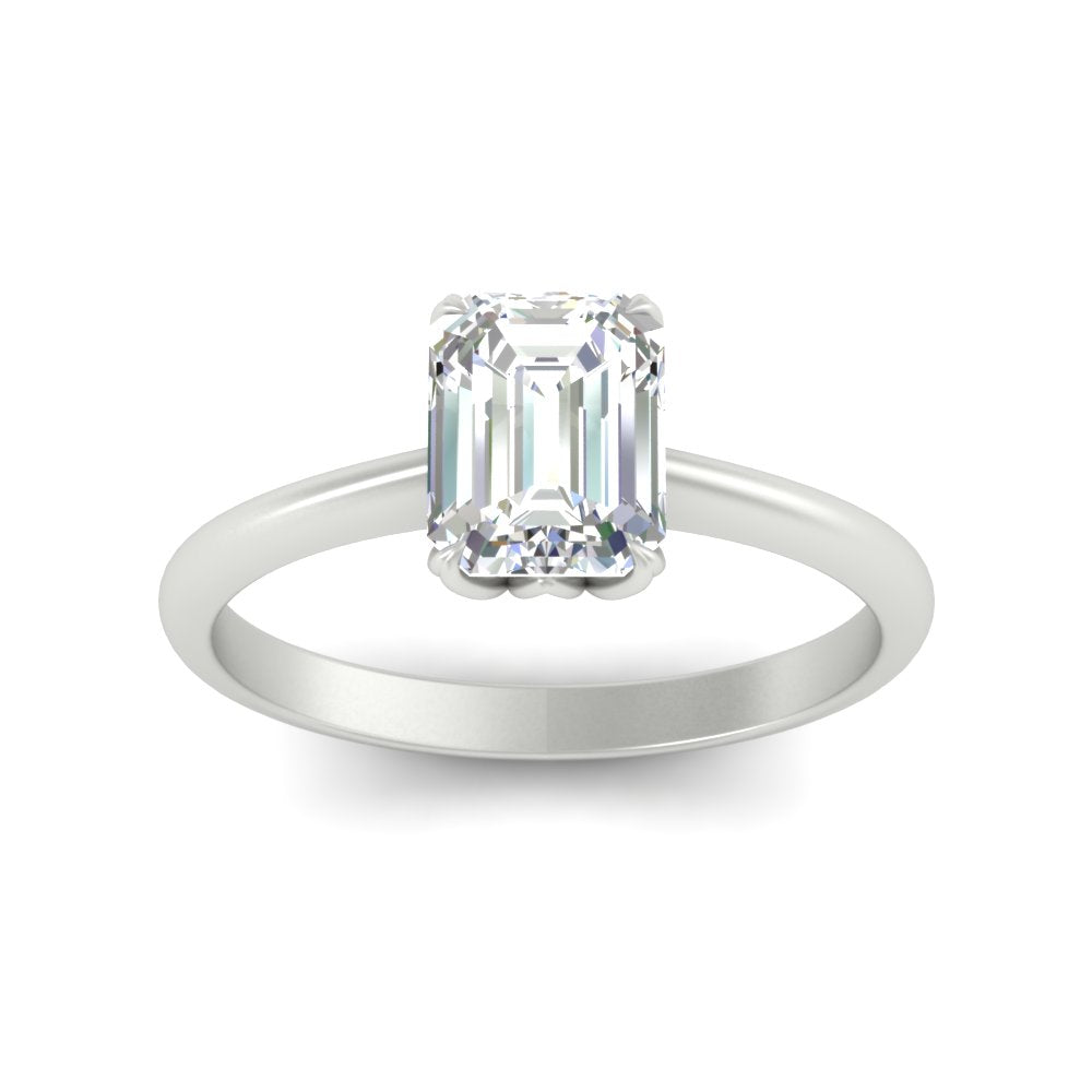 Cathedral Emerald Cut Solitaire Ring