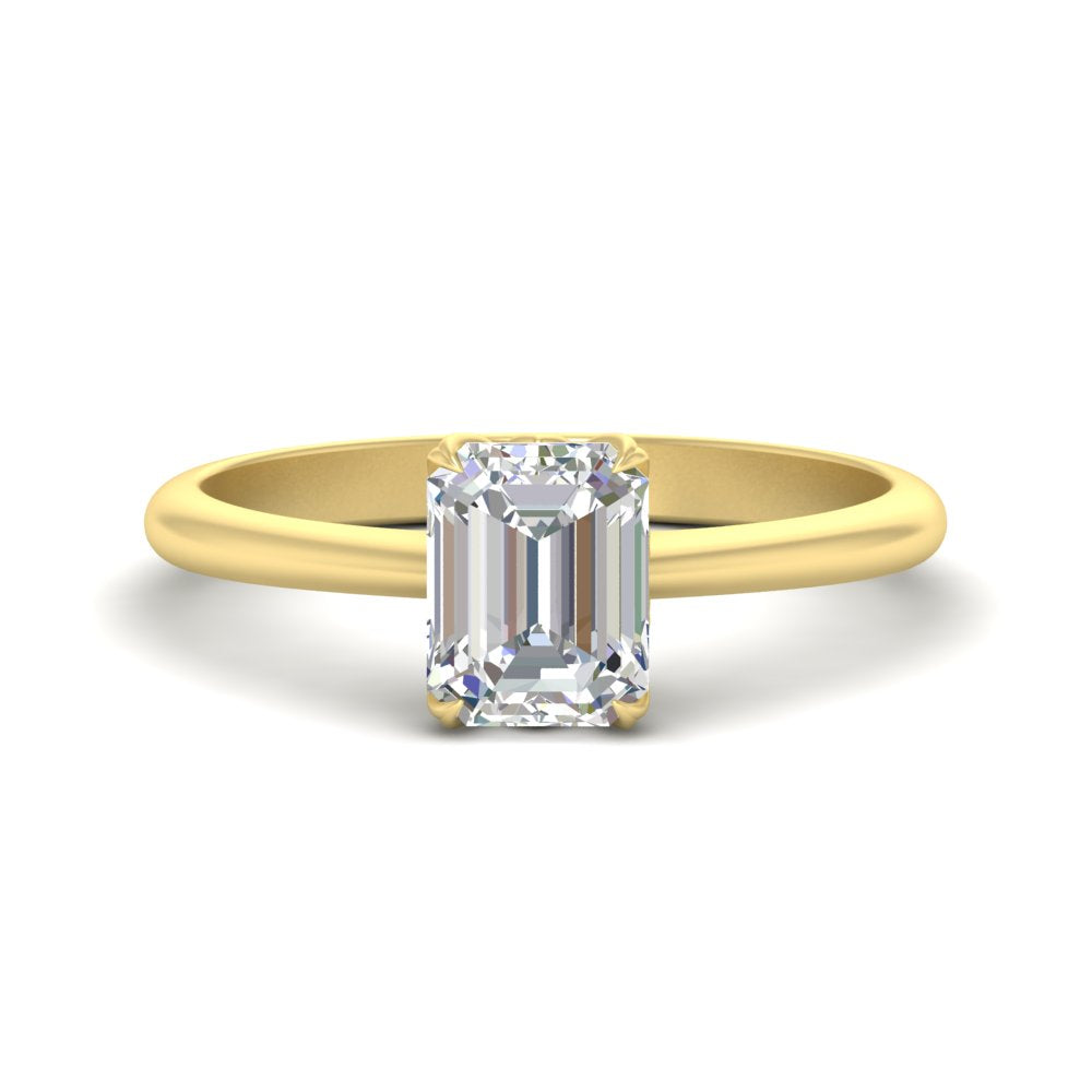 Cathedral Emerald Cut Solitaire Ring