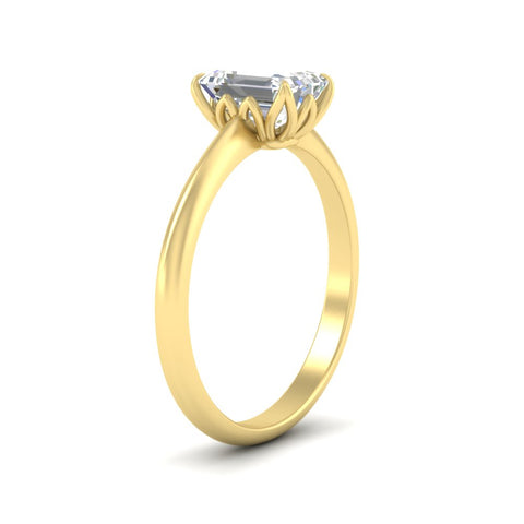 Cathedral Emerald Cut Solitaire Ring