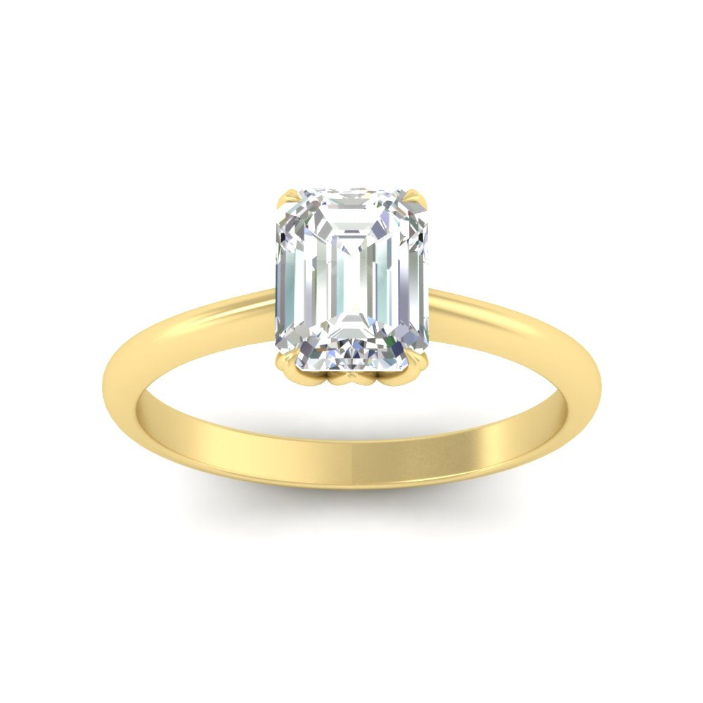Cathedral Emerald Cut Solitaire Ring