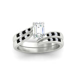 Load image into Gallery viewer, emerald-cut-swirl-channel-diamond-bridal-set-with-black-diamond-in-white-gold-FDENS4028EMGBLACK-NL-WG.jpg