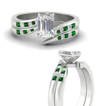 Load image into Gallery viewer, emerald-cut-swirl-channel-diamond-bridal-set-with-emerald-in-white-gold-FDENS4028EMGEMGR-NL-WG.jpg