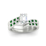 Load image into Gallery viewer, emerald-cut-swirl-channel-diamond-bridal-set-with-emerald-in-white-gold-FDENS4028EMGEMGR-NL-WG.jpg