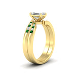 Load image into Gallery viewer, emerald-cut-swirl-channel-diamond-bridal-set-with-emerald-in-yellow-gold-FDENS4028EMGEMGR-NL-YG.jpg