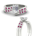 Load image into Gallery viewer, emerald-cut-swirl-channel-diamond-bridal-set-with-pink-sapphire-in-white-gold-FDENS4028EMGSADRPI-NL-WG.jpg