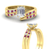 Load image into Gallery viewer, emerald-cut-swirl-channel-diamond-bridal-set-with-pink-sapphire-in-yellow-gold-FDENS4028EMGSADRPI-NL-YG.jpg