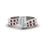 Load image into Gallery viewer, emerald-cut-swirl-channel-diamond-bridal-set-with-ruby-in-white-gold-FDENS4028EMGRUDR-NL-WG.jpg