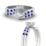 Load image into Gallery viewer, emerald-cut-swirl-channel-diamond-bridal-set-with-sapphire-in-white-gold-FDENS4028EMGSABL-NL-WG.jpg