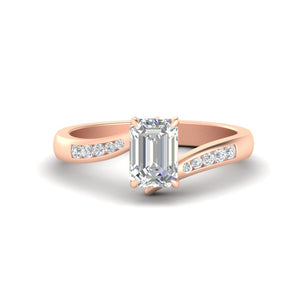 Emerald Cut Channel Set Swirl Diamond Ring