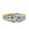 Load image into Gallery viewer, emerald-cut-swirl-engraved-channel-accent-diamond-engagement-ring-with-blue-topaz-in-FD122866EMRGICBLTO-NL-YG
