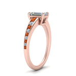 Load image into Gallery viewer, emerald-cut-swirl-engraved-channel-accent-diamond-engagement-ring-with-orange-sapphire-in-FD122866EMRGSAOR-NL-RG