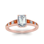 Load image into Gallery viewer, emerald-cut-swirl-engraved-channel-accent-diamond-engagement-ring-with-orange-sapphire-in-FD122866EMRGSAOR-NL-RG