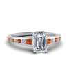 Load image into Gallery viewer, emerald-cut-swirl-engraved-channel-accent-diamond-engagement-ring-with-orange-sapphire-in-FD122866EMRGSAOR-NL-WG