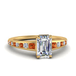 Load image into Gallery viewer, emerald-cut-swirl-engraved-channel-accent-diamond-engagement-ring-with-orange-sapphire-in-FD122866EMRGSAOR-NL-YG