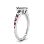 Load image into Gallery viewer, emerald-cut-swirl-engraved-channel-accent-diamond-engagement-ring-with-pink-sapphire-in-FD122866EMRGSADRPI-NL-WG