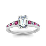 Load image into Gallery viewer, emerald-cut-swirl-engraved-channel-accent-diamond-engagement-ring-with-pink-sapphire-in-FD122866EMRGSADRPI-NL-WG