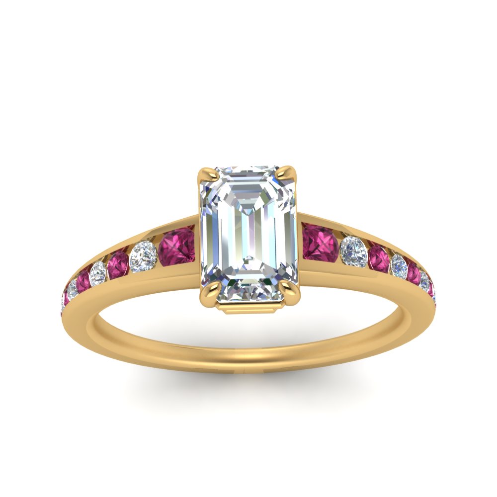 emerald-cut-swirl-engraved-channel-accent-diamond-engagement-ring-with-pink-sapphire-in-FD122866EMRGSADRPI-NL-YG