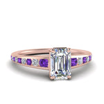 Load image into Gallery viewer, emerald-cut-swirl-engraved-channel-accent-diamond-engagement-ring-with-purple-topaz-in-FD122866EMRGVITO-NL-RG