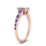 Load image into Gallery viewer, emerald-cut-swirl-engraved-channel-accent-diamond-engagement-ring-with-purple-topaz-in-FD122866EMRGVITO-NL-RG
