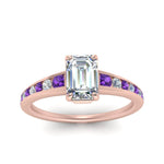 Load image into Gallery viewer, emerald-cut-swirl-engraved-channel-accent-diamond-engagement-ring-with-purple-topaz-in-FD122866EMRGVITO-NL-RG