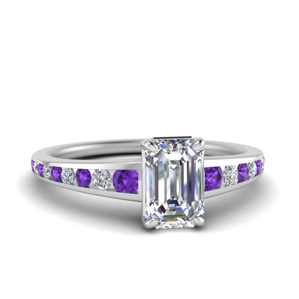 emerald-cut-swirl-engraved-channel-accent-diamond-engagement-ring-with-purple-topaz-in-FD122866EMRGVITO-NL-WG
